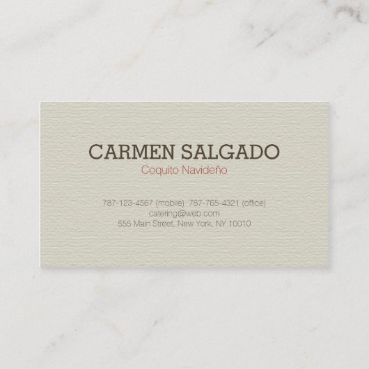 Carte De Visite Promotion de Coquito (Dos)