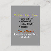 Carte De Visite Promotion de transport d'affaires d'enlèvement (Dos)