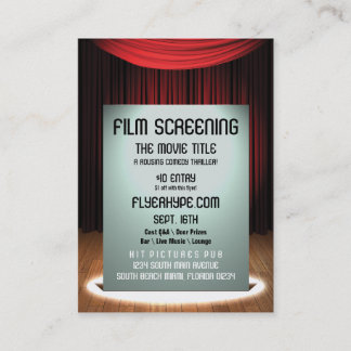 Carte De Visite Promotion d'événement de criblage de film de