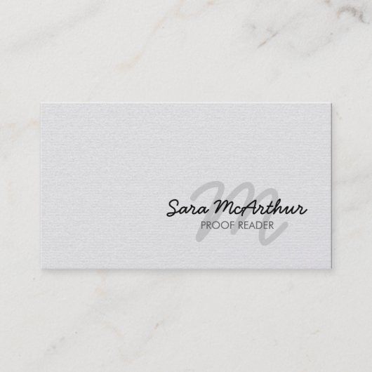 Carte De Visite Proofreader Cursive Monogram Business Card (Devant)