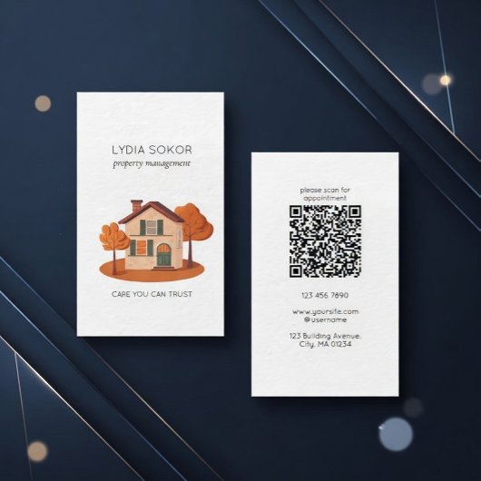 Carte De Visite Property Management Business Card with QR Code