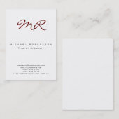 Carte de visite propre de script classique rouge (Devant / Derrière)