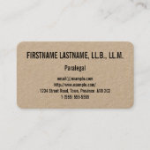Carte de visite propre et de base de paralégal (Devant)