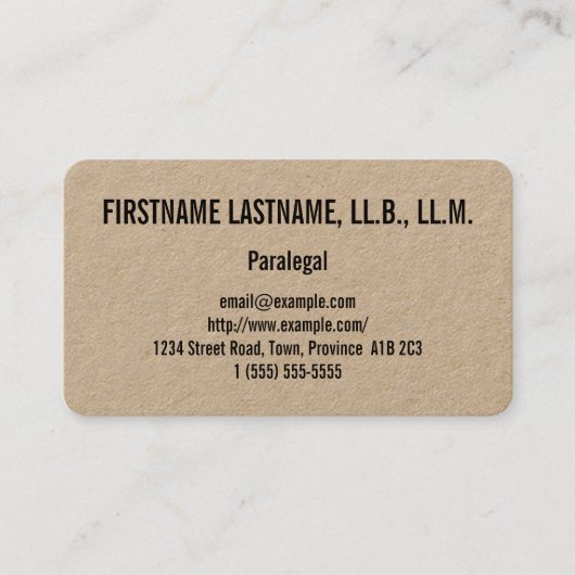 Carte de visite propre et de base de paralégal (Devant)