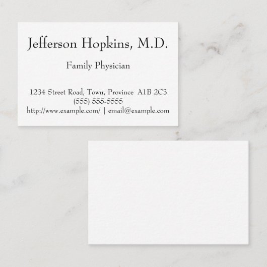 Carte de visite propre et minimal de médecin de (Devant / Derrière)