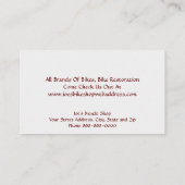 Carte de visite propriétaire de la boutique de vél (Dos)