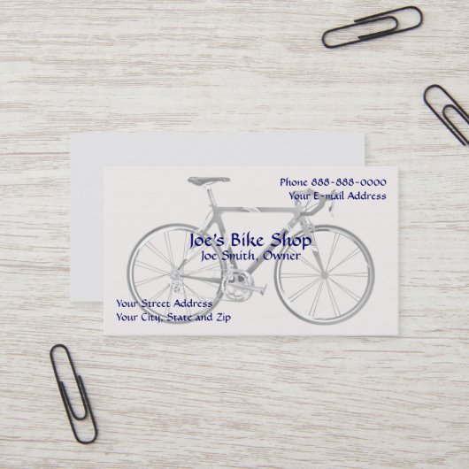 Carte de visite propriétaire de la boutique de vél (Devant/Arrière en situation)