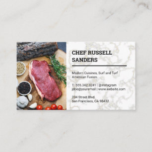 Carte De Visite Propriétaire du restaurant   Dîner Steak   Chef