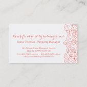 Carte De Visite Propriété de corail d'étoiles de mer de plage (Dos)