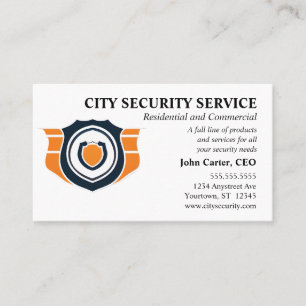 Carte De Visite Protection de sécurité Orange et Black Shield