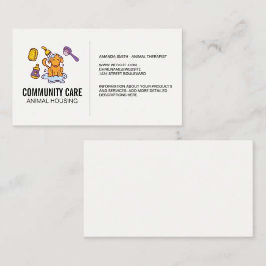 Carte De Visite Protection des animaux | Chien dans l'eau savonneu (Devant / Derrière)