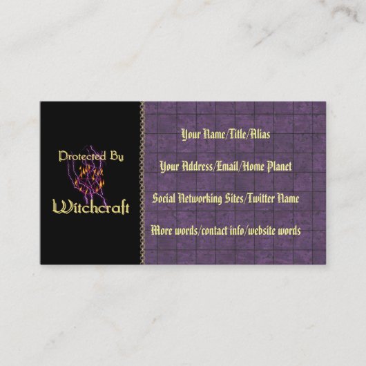 Carte De Visite Protégé par sorcellerie (Devant)