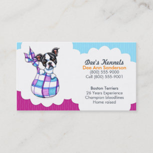 Carte De Visite Prune de bleu de chiot de Boston Terrier d'éleveu