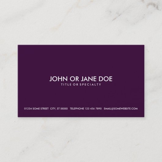 Carte De Visite prune simple (Devant)