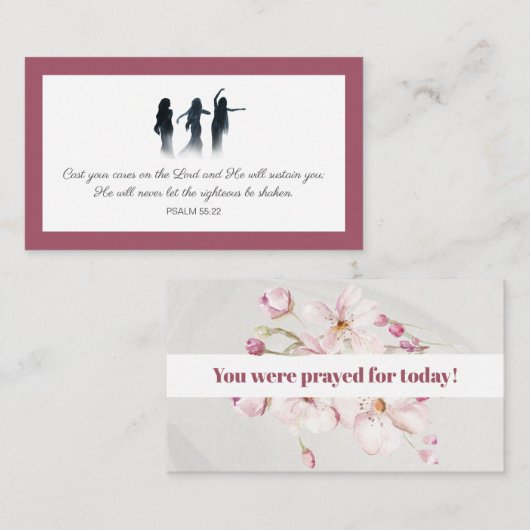 Carte De Visite Psalm 55:22 You were prayed for Scripture Card (Devant / Derrière)