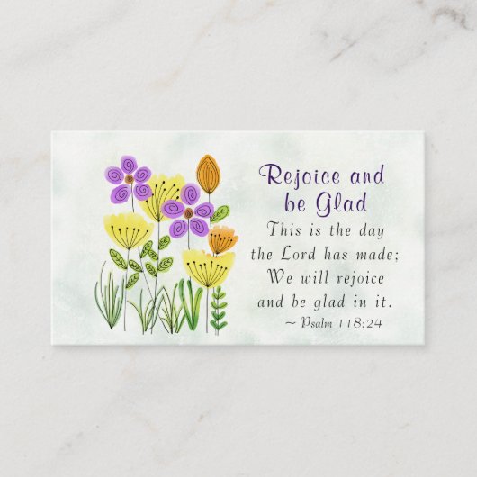 Carte De Visite Psaume 118:24 C'est le jour, Inspirationnel Floral (Devant)