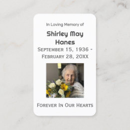 Carte De Visite Psaume 23 Forever in Our Heart Memorial Prayer Car