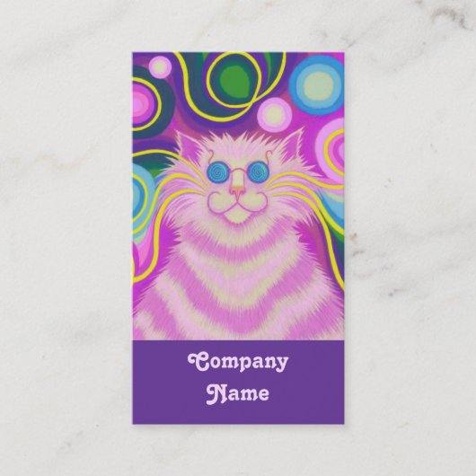 Carte De Visite Psy-cat-delic Portrait rose violet dos (Devant)