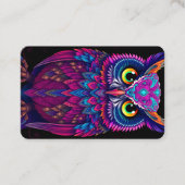 Carte De Visite Psychedelic Magenta & Blue Owl | Trippy Abstract (Devant)