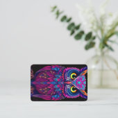 Carte De Visite Psychedelic Magenta & Blue Owl | Trippy Abstract (Debout devant)