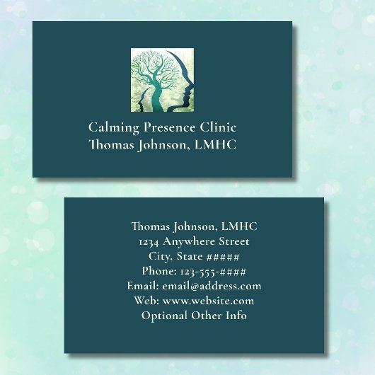 Carte De Visite Psychiatre Forest Green Head n Mind Tree of Life