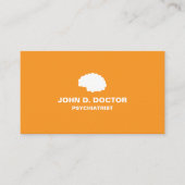 carte de visite psychiatre orange avec cerveau (Devant)