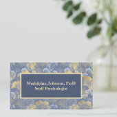 Carte De Visite Psychiatre ou conseiller Zen Blue Gold Ginkgo