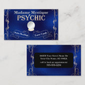 Carte De Visite Psychique Crystal Ball Or et Bleu (Devant / Derrière)