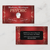 Carte De Visite Psychique Crystal Ball Or et Rouge (Devant / Derrière)