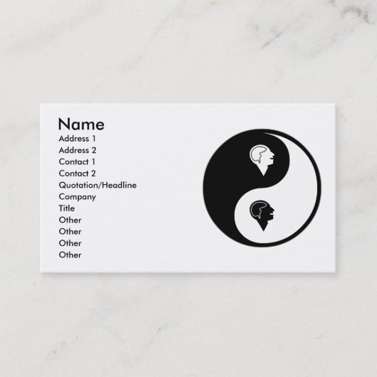 Carte De Visite Psychologie de Yin Yang (Devant)