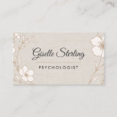 Carte De Visite Psychologist Botanical Floral Linen (Devant)