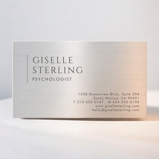 Carte De Visite Psychologist Brushed Metal Platinum