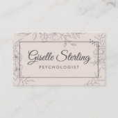 Carte De Visite Psychologist Floral Botanical Elegant Script (Devant)