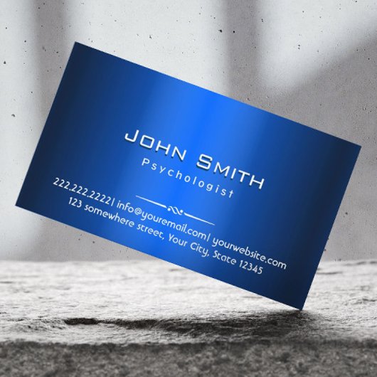 Carte De Visite Psychologist Modern Blue Metal