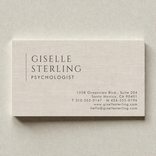 Carte De Visite Psychologist Neutral Linen Beige