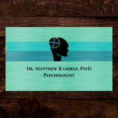 Carte De Visite Psychologist Psychiatrist Teal Faux Metal QR Code
