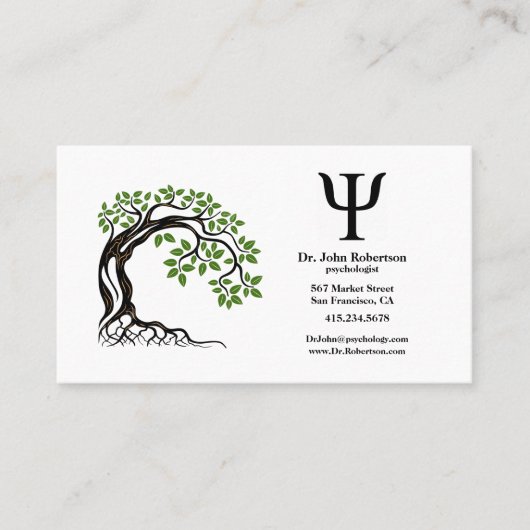 Carte De Visite Psychologue arbre vert (Devant)