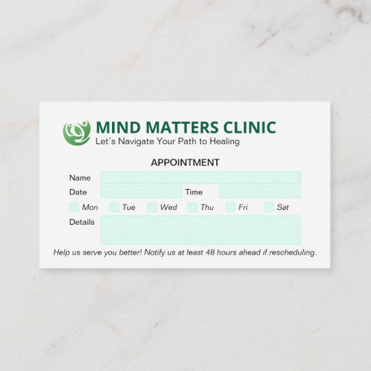 Carte De Visite Psychologue Clinique Affaires | Rendez-vous modern (Dos)