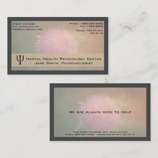 Carte De Visite Psychologue Conseiller Affaires (Devant / Derrière)