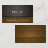 Carte De Visite Psychologue Elegant Cuir & Bois (Devant / Derrière)