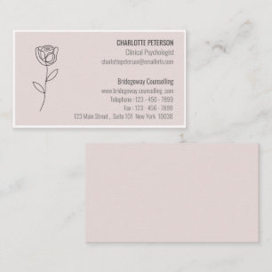 Carte De Visite Psychologue et Conseiller Rose Pastel