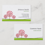 Carte De Visite Psychologue - Logo d'arbre d'attente rose mignon (Devant / Derrière)