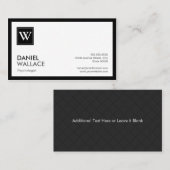 Carte De Visite Psychologue - Monogramme de grille moderne (Devant / Derrière)