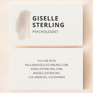 Carte de visite Psychologue Neutre Beige Aquarelle