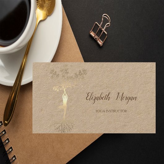 Carte De Visite Psychologue Thérapeutique, Silhouette Arbre Or, Yo