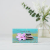 Carte De Visite Psychologue Thérapeutique Zen pierres, Fleur (Debout devant)