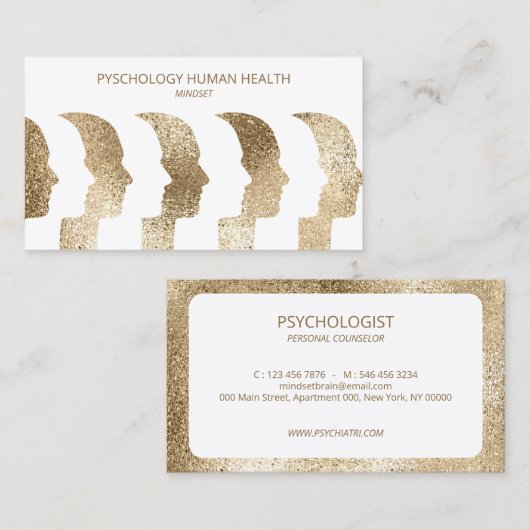 Carte De Visite Psychologue Visages humains Visages mentaux (Devant / Derrière)