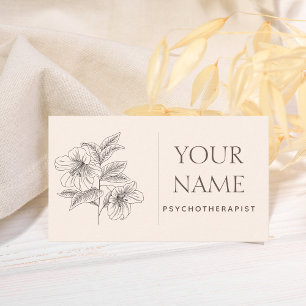 Carte De Visite Psychothérapeute Conseiller de famille tiré Fleur