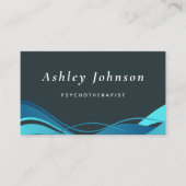 Carte De Visite Psychothérapeute Psychologue Abstrait Blue Waves (Devant)