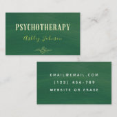 Carte De Visite Psychothérapeute Psychologue Main Tiré Vert (Devant / Derrière)